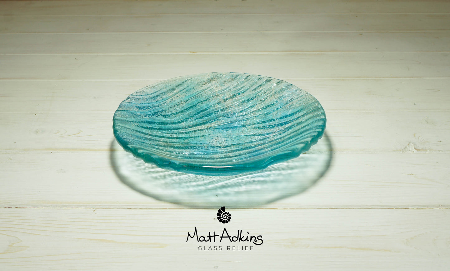 Turquoise Blue Seabed Bowl 20cm(8") | Small Teal Turquoise Blue Seabed Fused Glass Fruit Bowl | Key Rest Glass Ornament | Beach Table Decor