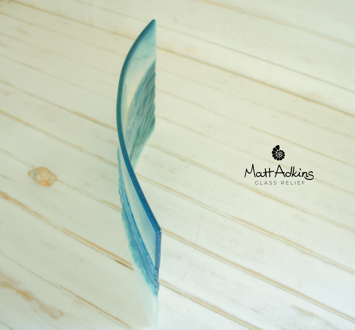 Glass Wave Stand Sun 44x26cm(17x10"), Teal Freestanding Wave Fused Glass Art, Breaking Wave, Ocean Coastal Seascape with birds Model 5
