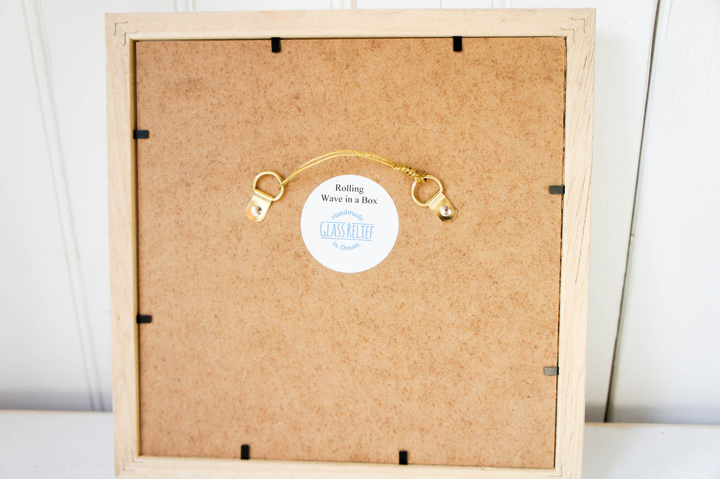 Ammonite Frame 25x25cm(10"), Turquoise Blue Ammonite Glass Framed Picture, Fossil Nautilus Seashell Picture, Fused Glass Coastal Wall Art