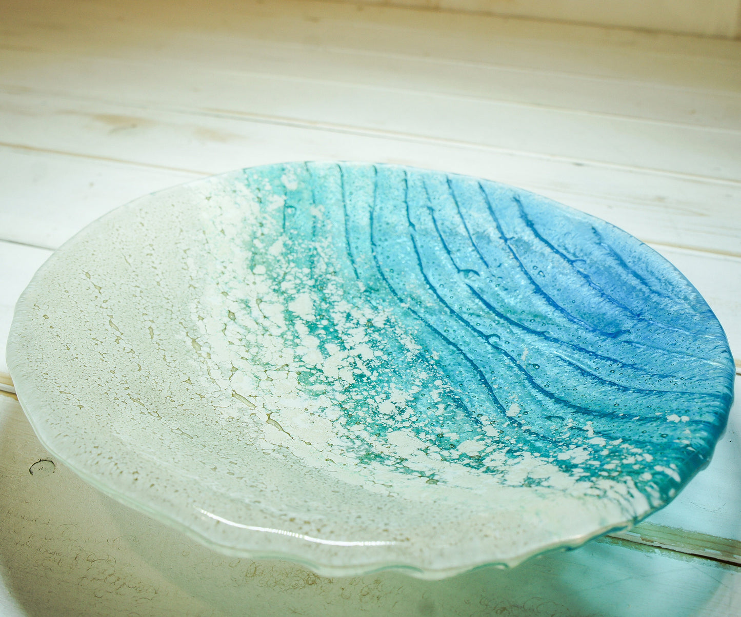 Fused Glass Bowl Turquoise Sea Beach Glass Fruit Bowl bathroom Decor Beach House Glass Ornament sea glass art housewarming gift paradise ocean jewellery dish key bowl decorative plate home accessories