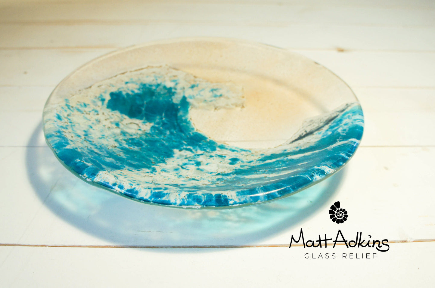 Blue Wave Bowl 20cm(8"), blue fused glass bowl, key bowl, handmade bowl, jewellery holder, decorative bowl, nautical gifts, sea glass art