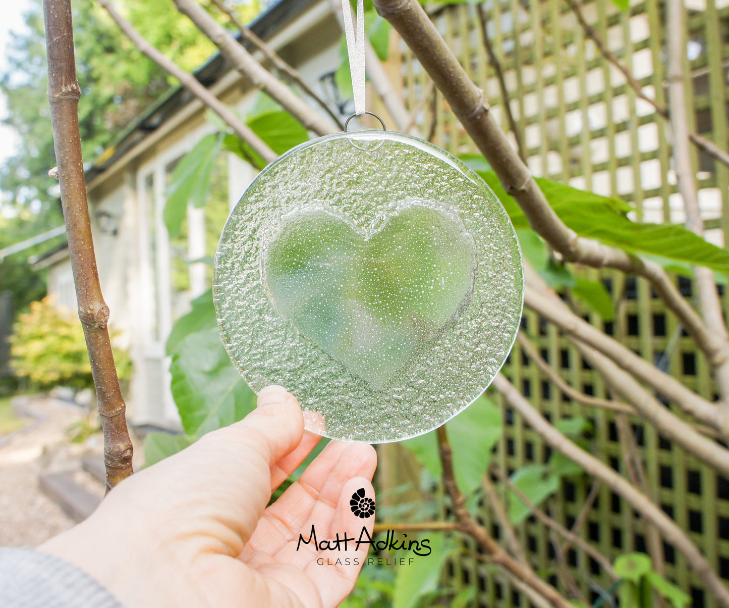 garden ornament Heart Glass Clear heart Heart Suncatcher fused glass sun catcher translucent Clear Love heart Hanging glass Window Decoration sea glass art girlfriend gift nanny gift