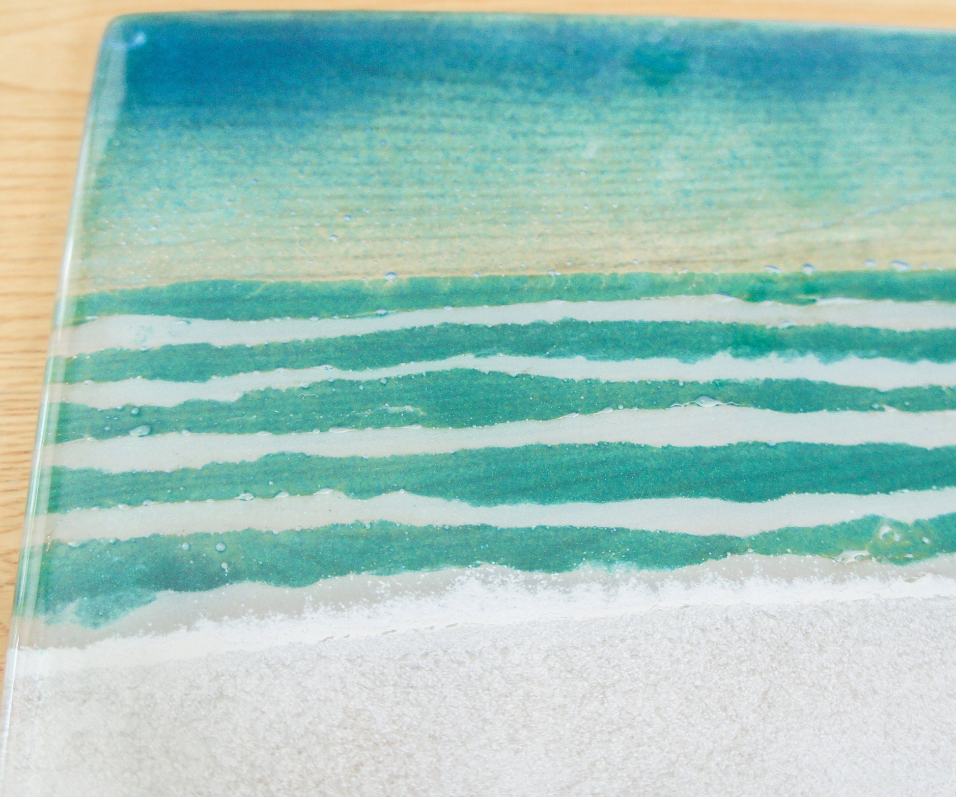 Beach Placemat 30x20cm(11 3/4x8 1/4") | Turquoise Beach Fused Glass Seaside Table Pad | Beach House Glass Tableware | Beach Table Mat