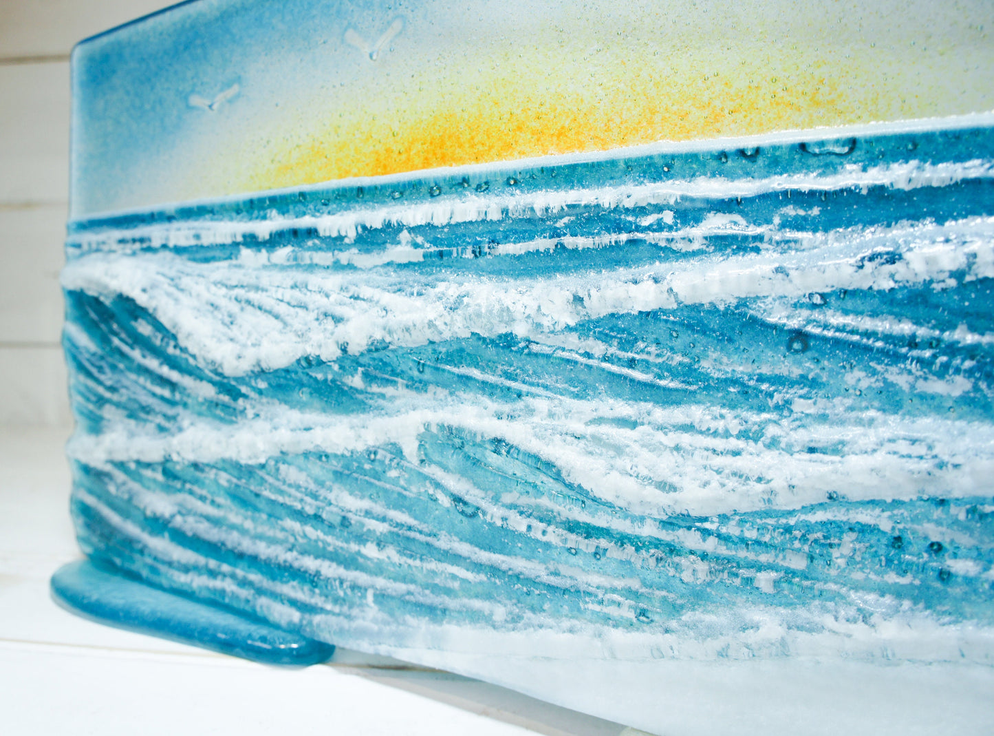 glass wave suncatcher, coastal glass art