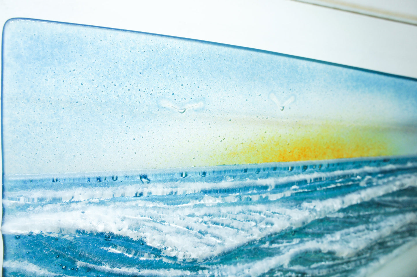 glass wave suncatcher, coastal glass art