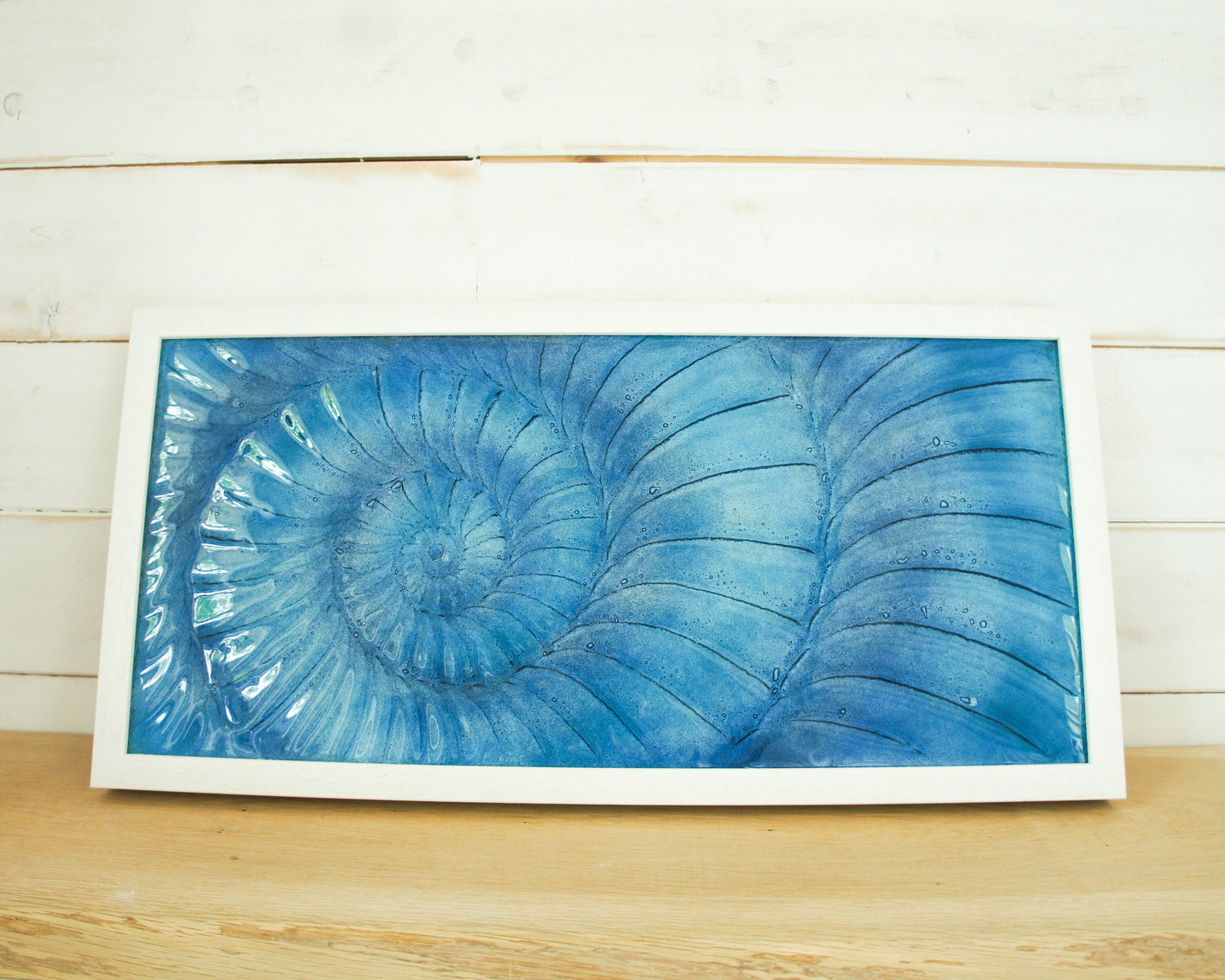 sea glass frame, dark blue frame, ammonite frame