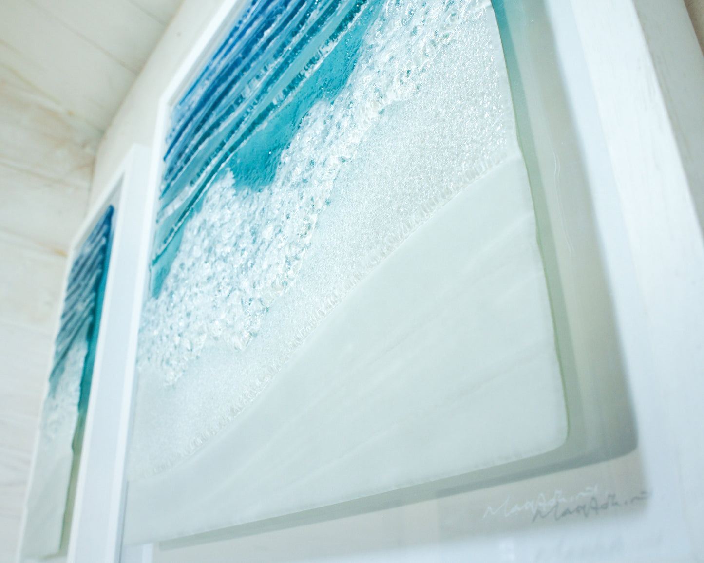 Triptych Wave Frames including 2 at 25cmx45cm(10x17") + 1 at 45x45cm(17x17"), 3 Toe Tickling Tide Large Frames