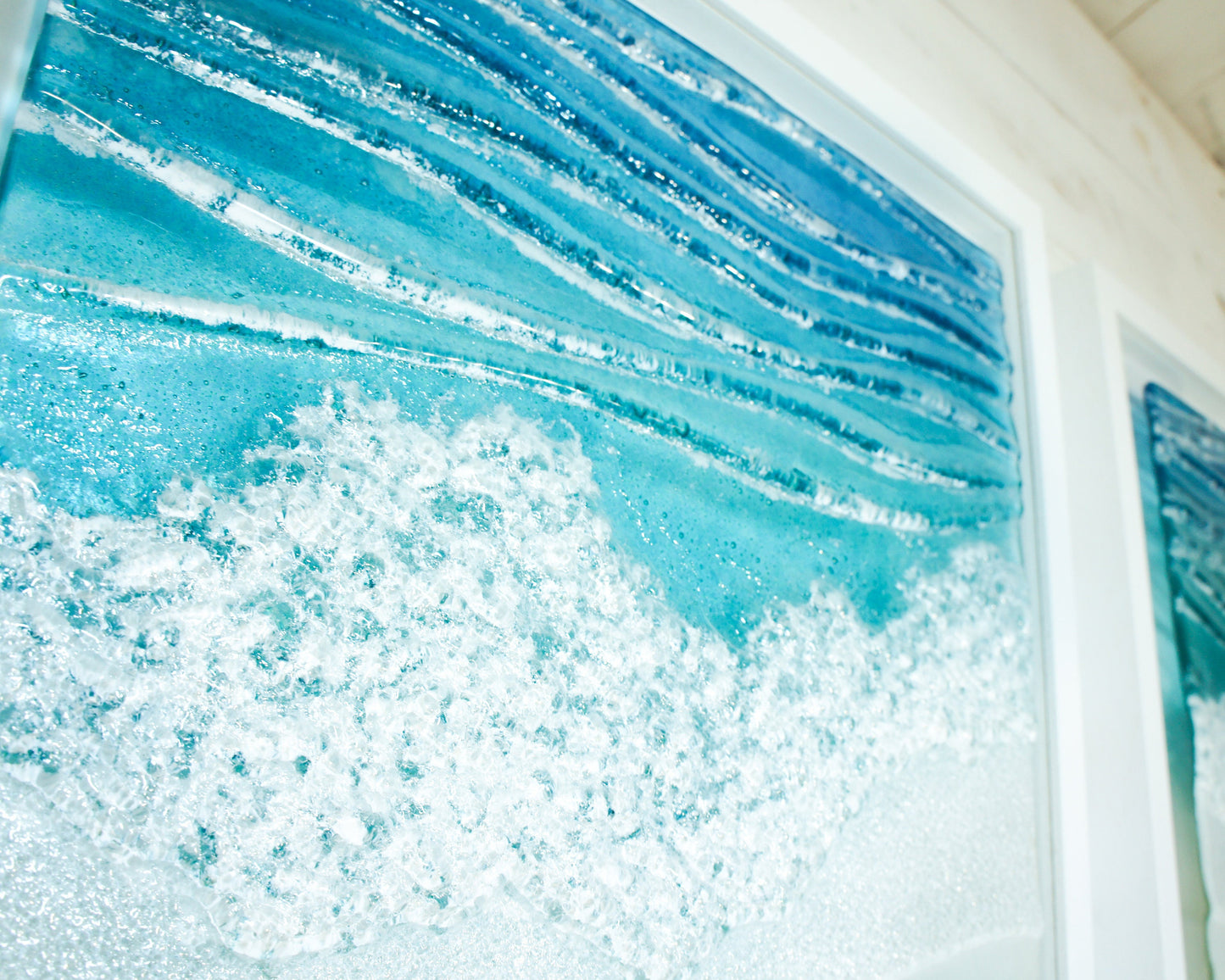 Triptych Wave Frames including 2 at 25cmx45cm(10x17") + 1 at 45x45cm(17x17"), 3 Toe Tickling Tide Large Frames