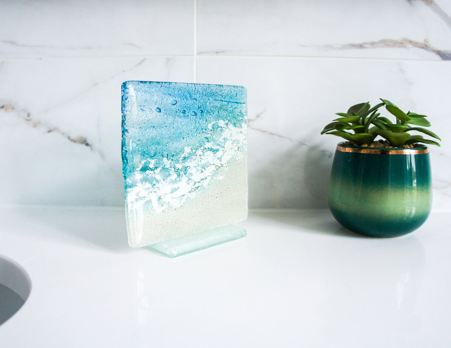 sea glass art, sea suncatcher, beach suncatcher, fused glass art