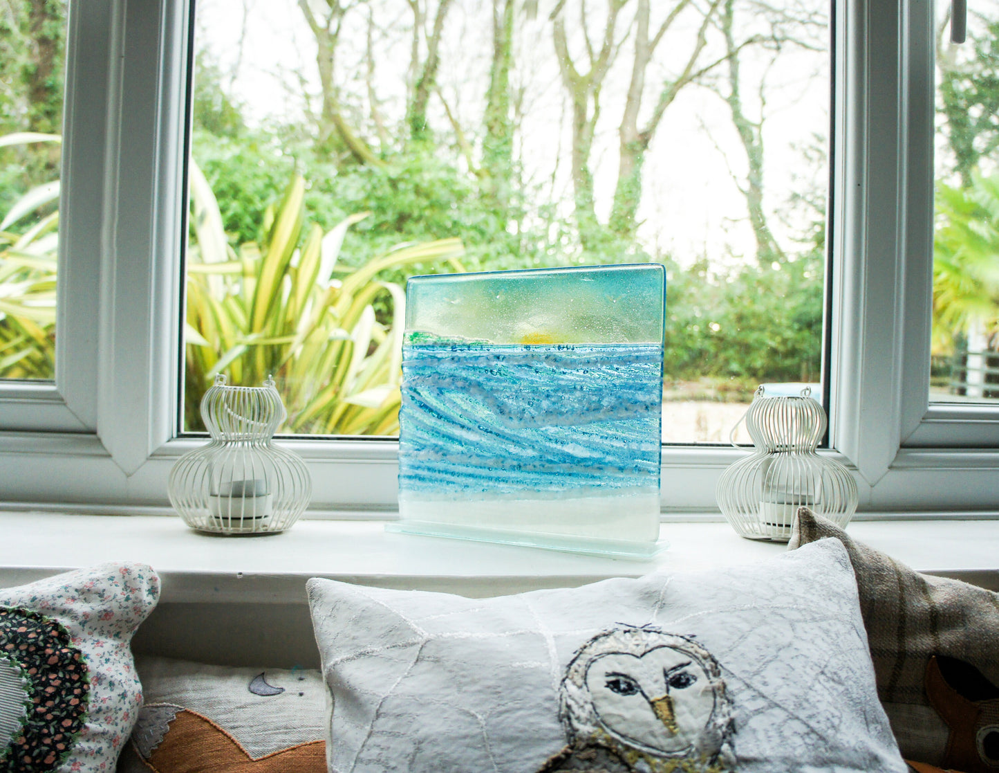 glass art, wave art, glass suncatcher, wave sculpture