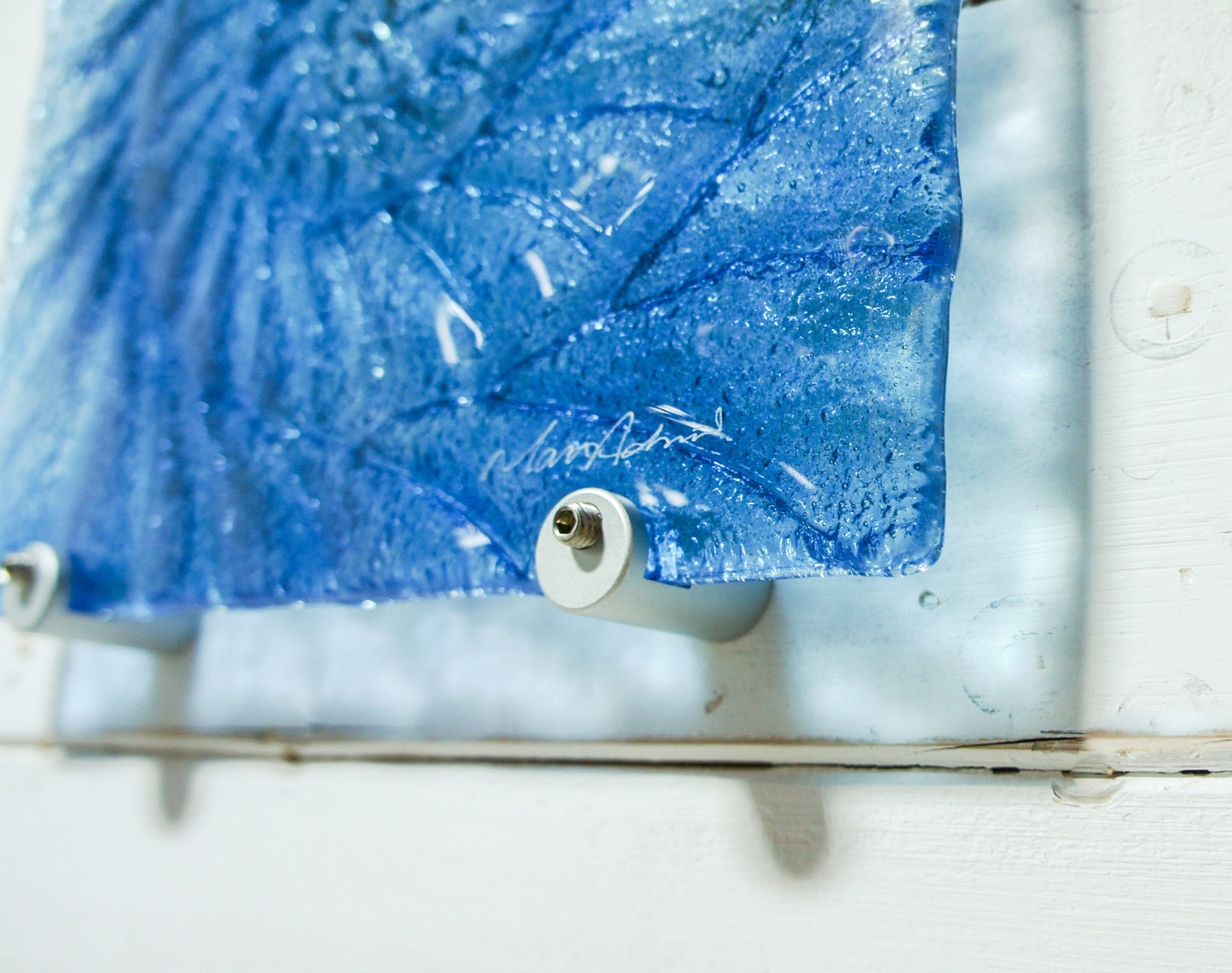dark blue ammonite, blue wall art, blue sea glass, blue seashell, blue fossil
