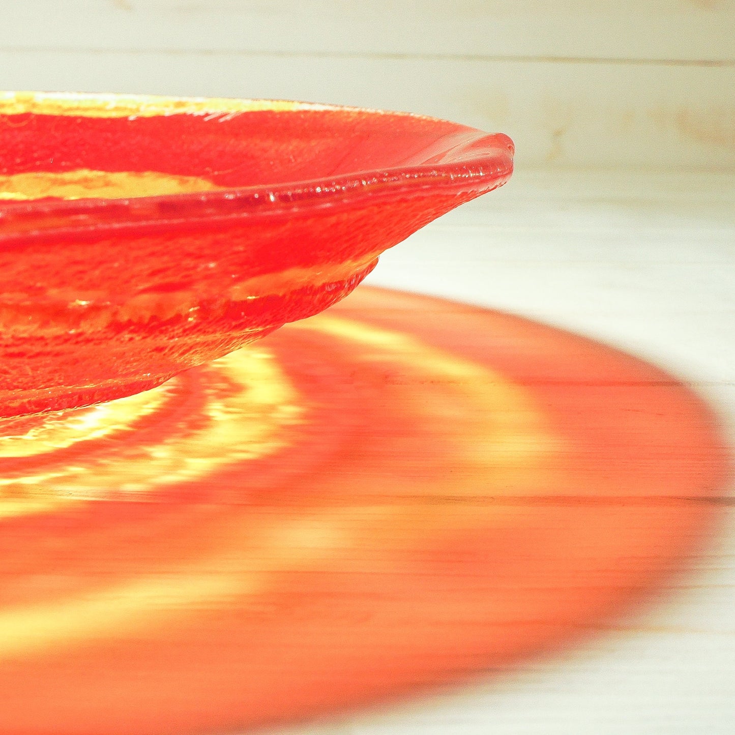 red glass fruit swirl bowl 29cm, fused glass red swirl bowl, red and yellow fused glass bowl, decorative bowl, gift bowl