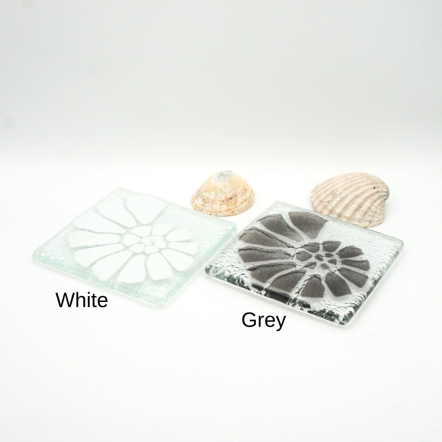 Set of 4 handmade fused glass coaster, single coaster, ammonite, shell, fossil, gift, house warming gift, mothers day gift, handmade coaster, multi coloured coaster, personalised coaster, wall tile, tile coaster, set of 4