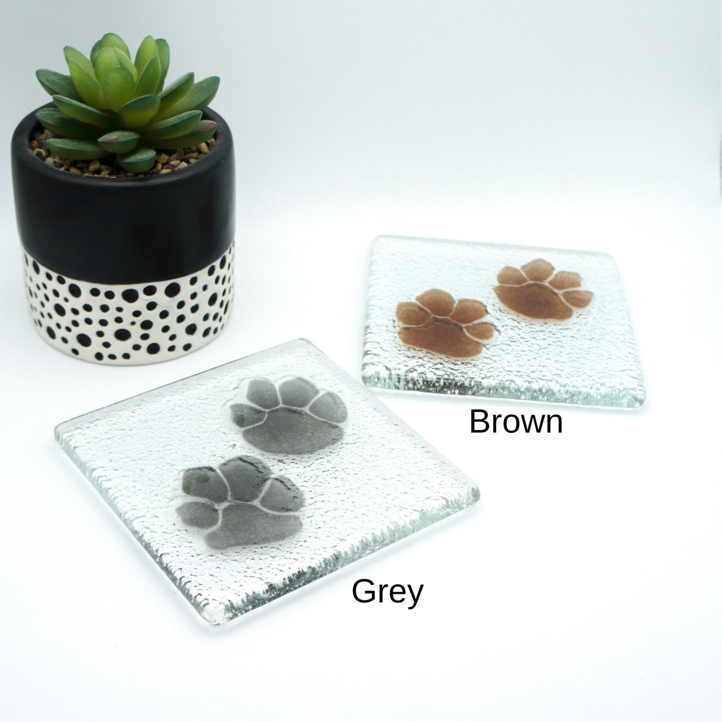 2 Paw Print Coasters, Choose the colours, Set of 2 fused glass paw print coasters, paw coasters, fused glass coasters, matt adkins