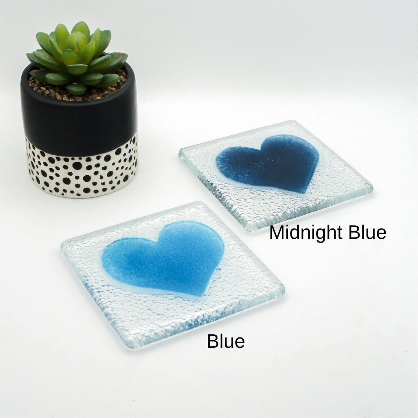 Set of 2 Heart Fused Glass Coasters, Set of two coasters, Fused glass coasters, glass heart coasters, heart fused glass coasters