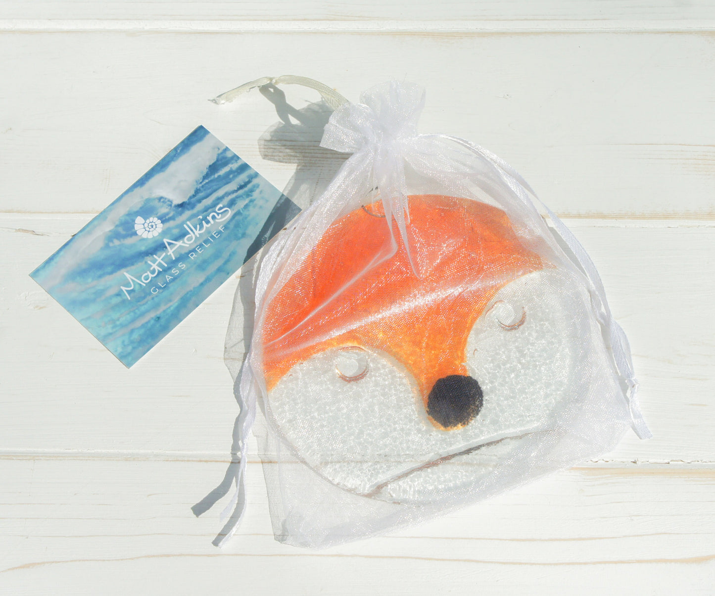 fused glass hanging ornament fox art fox gifts yard art glass sea glass art house warming nanny gift Fox Glass Suncatcher gift for couple hostess gift garden yard