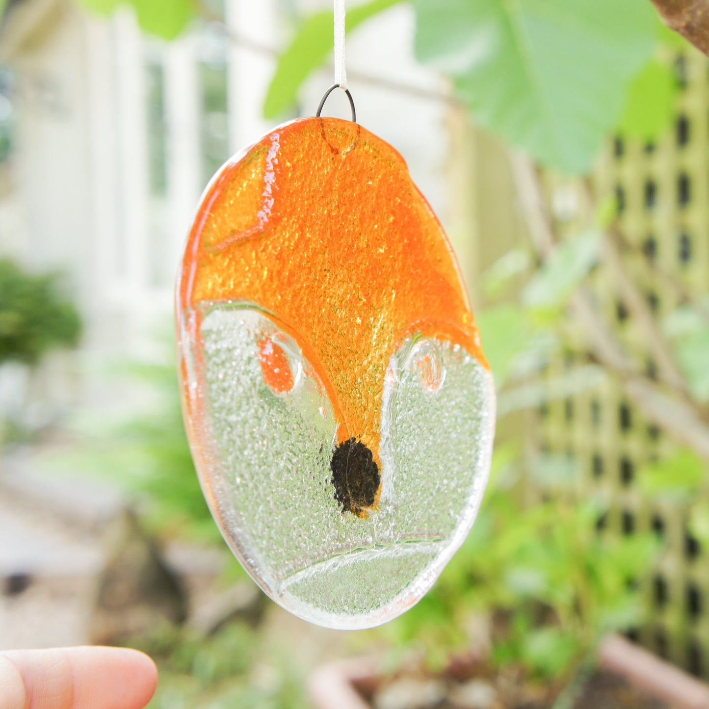 fused glass hanging ornament fox art fox gifts yard art glass sea glass art house warming nanny gift Fox Glass Suncatcher gift for couple hostess gift garden yard