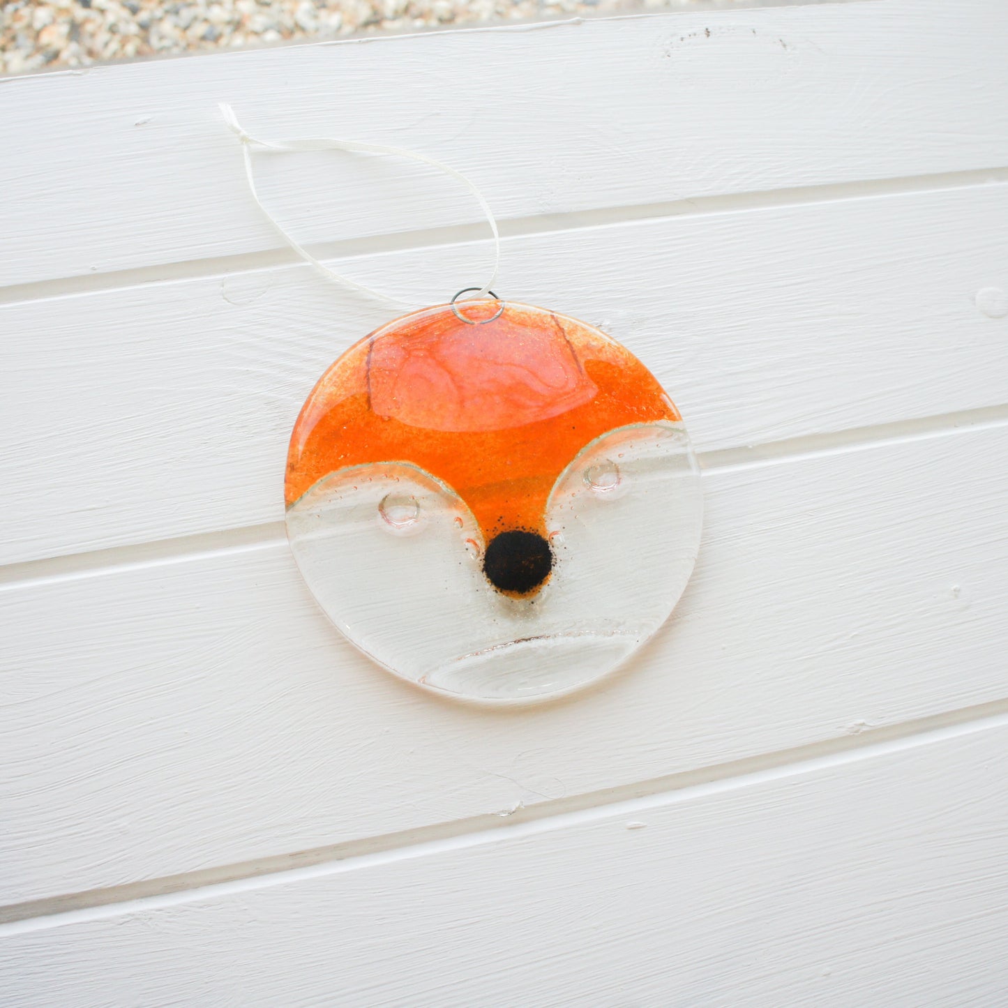 fused glass hanging ornament fox art fox gifts yard art glass sea glass art house warming nanny gift Fox Glass Suncatcher gift for couple hostess gift garden yard