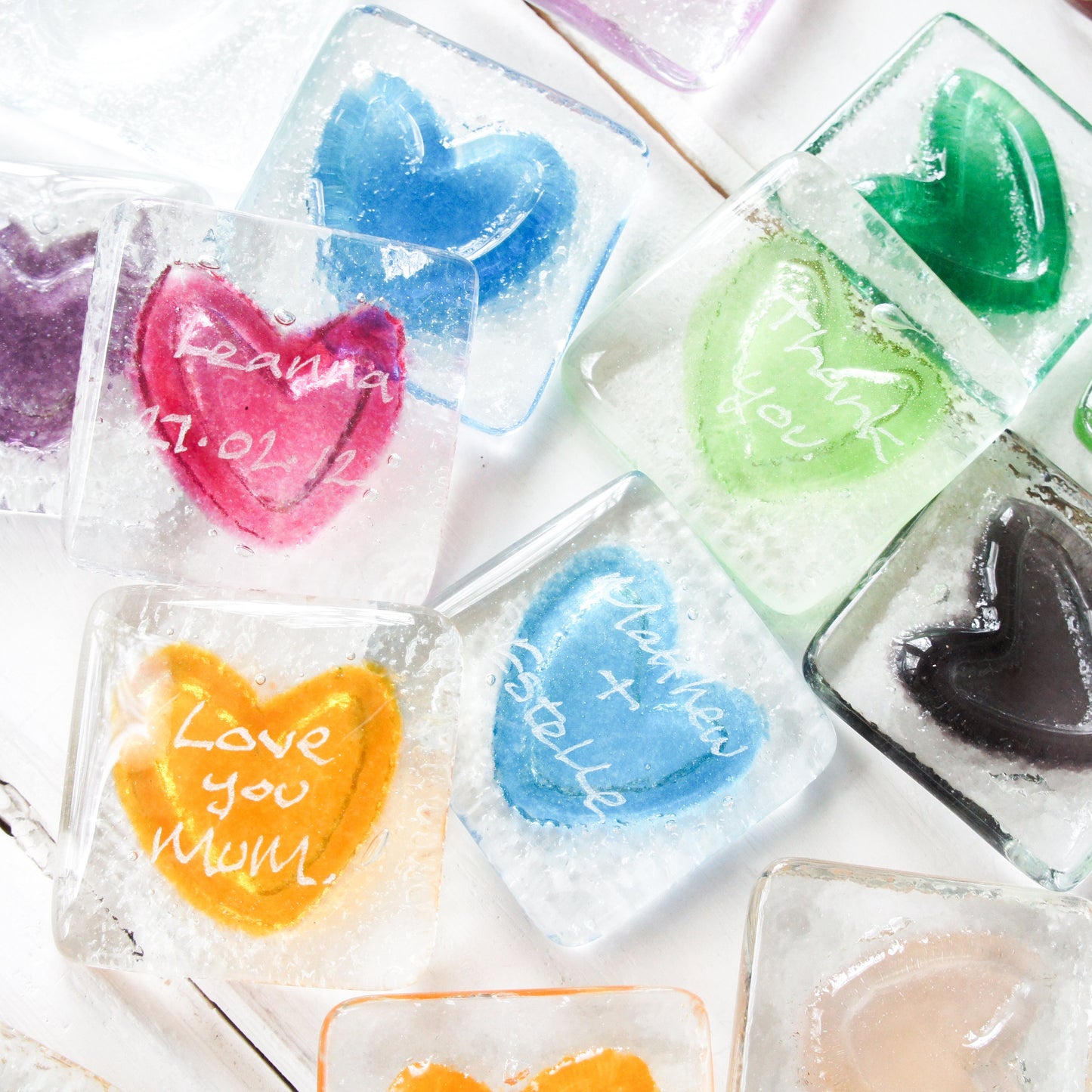 Fused Glass Heart Pocket Hug letterbox gift thinking of you gift best friend gift worry stone glass art mental health gift wellbeing hug in a box miss you miscarriage gift love engraved, bridesmaid