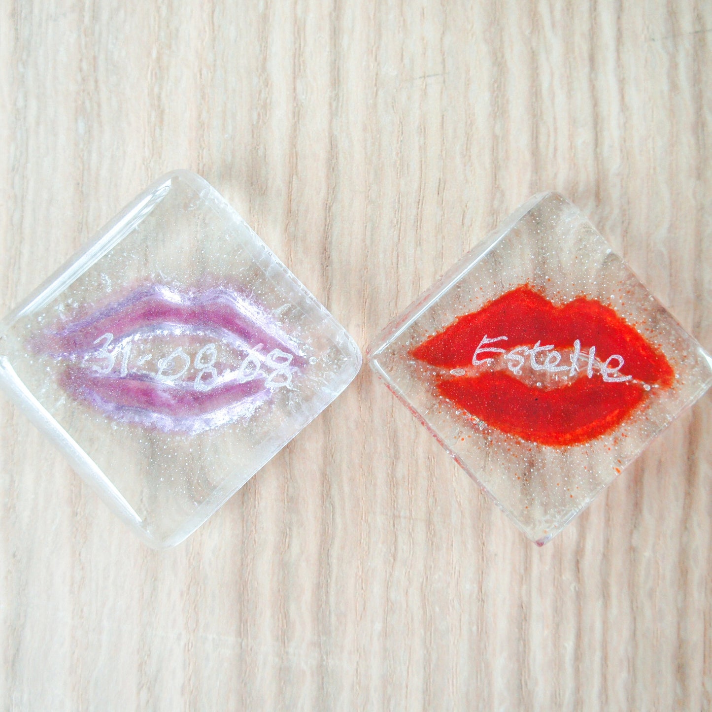 Fused Glass Kiss Lips Pocket Hug Engraved I love you girlfriend gift boyfriend gift teenage girl gift sea glass art 1st anniversary bridesmaid gifts cheap gifts wedding favours