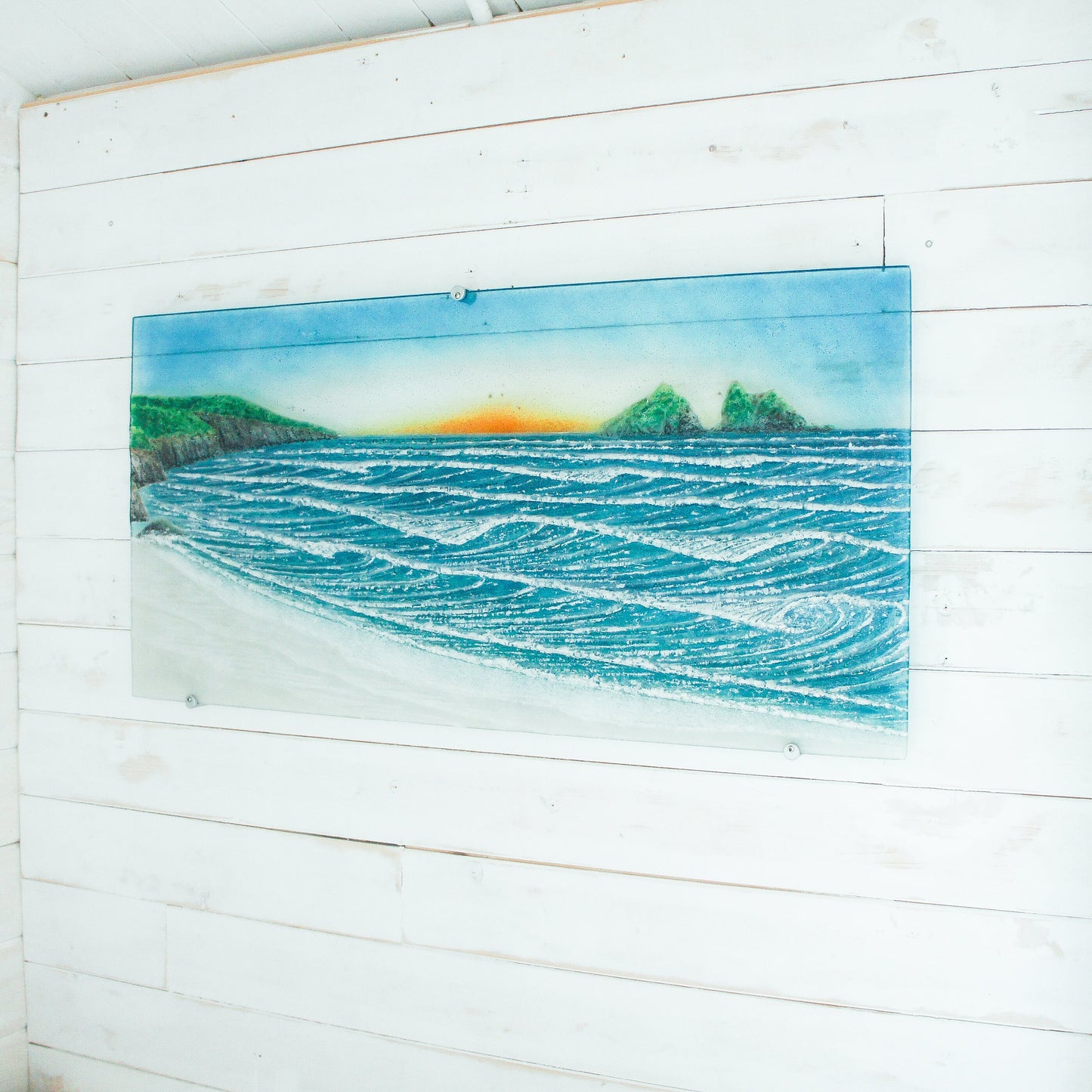 glass sunset art
extra large wall art
fused glass large
landscape wall art
blue wall decor
textured wall art
wall hanging
wall sulpture
housewarming gifts
wedding present
glass art wall panel
teal modern art
aqua gallery wall