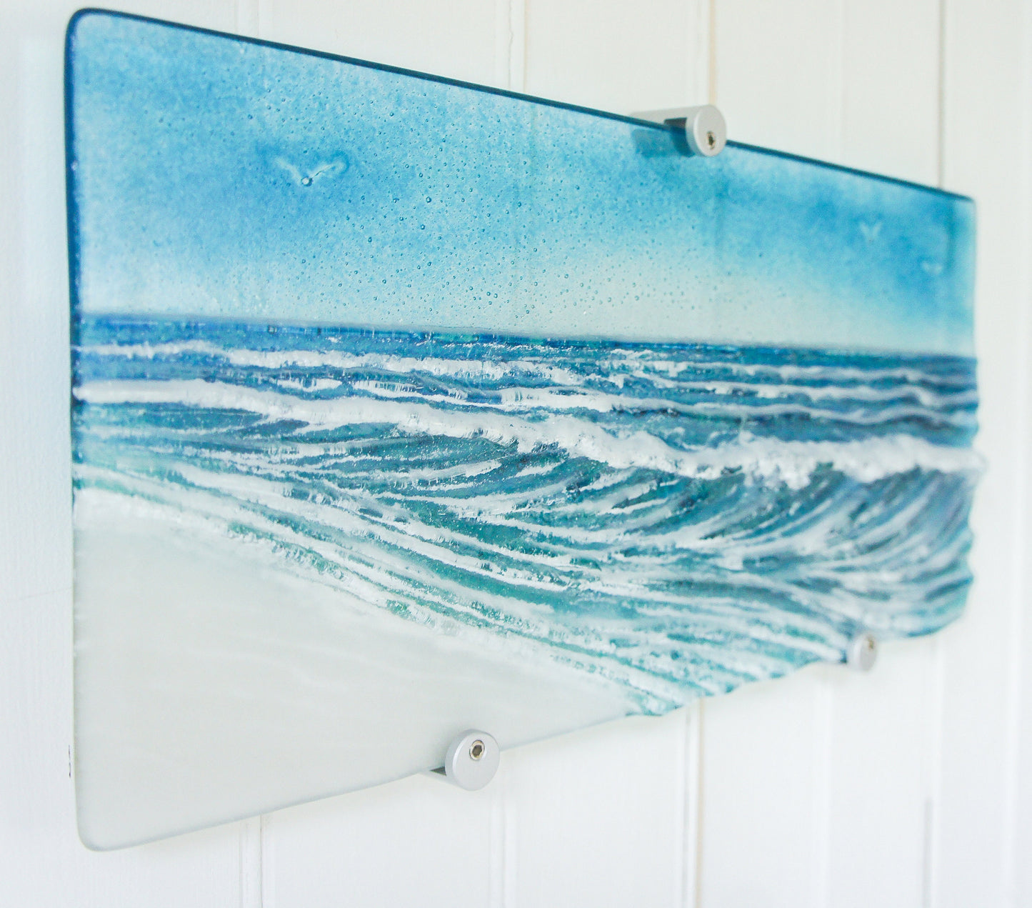 wall glass art
coastal home decor
fused glass wall art
ocean wall art
wave sculpture
beach room decor
office wall art
breaking wave
textured wall art
modern wall art
glass fusing teal
sea glass surfing