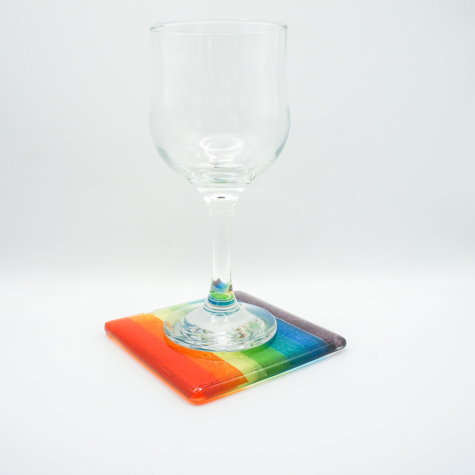 set of 4 Fused Glass Rainbow Coasters, Colourful Fused Glass Coasters, unique handmade coasters gifts 10cm(4), rainbow lgbtq pride glass