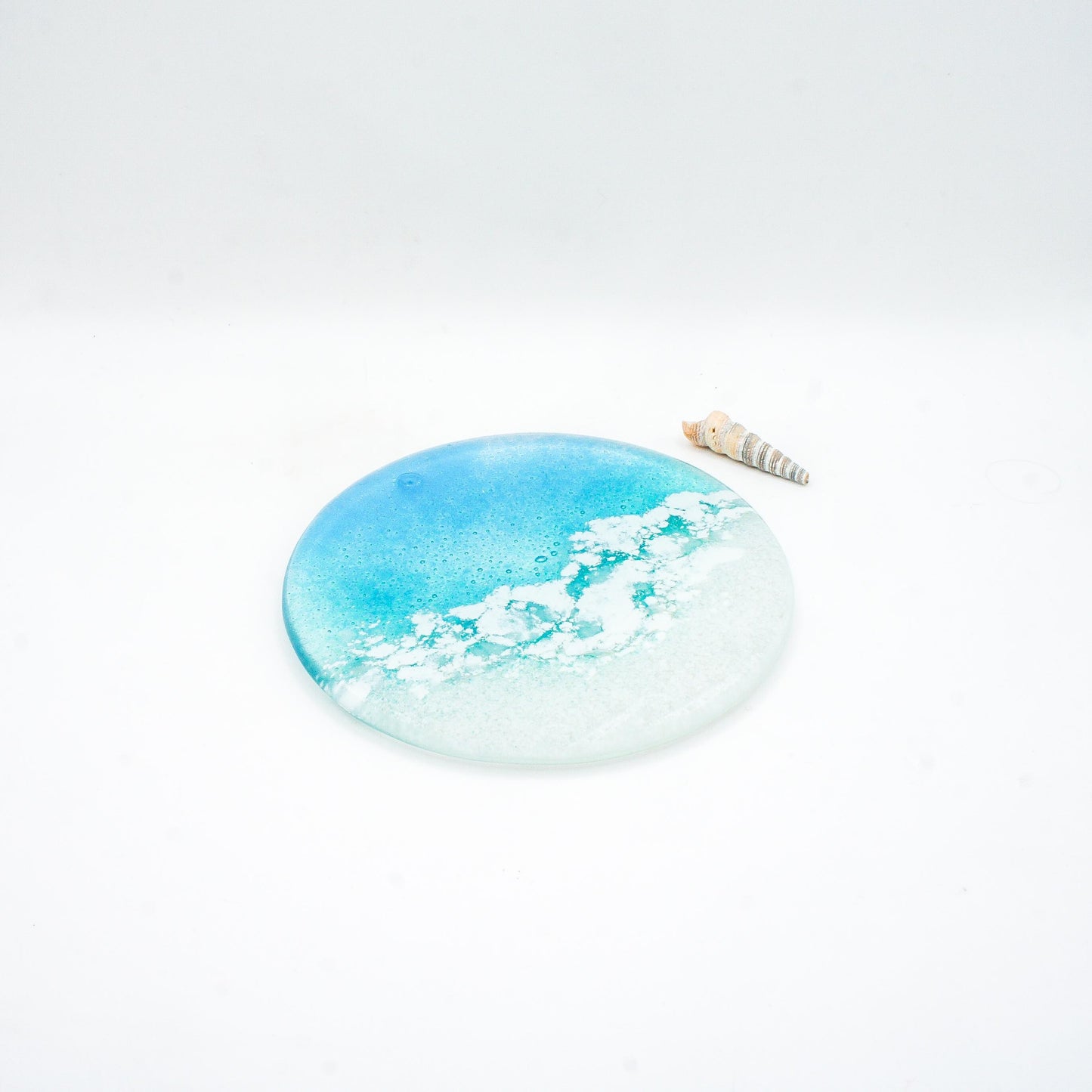 beach fused glass coaster
round coaster coastal
handmade coaster sailing
tile coaster teal
house warming gift
beach house decor
set of 2 coasters
gift for her
handmade glass
seaside gifts
sea glass art
coffee table decor
nautical decor