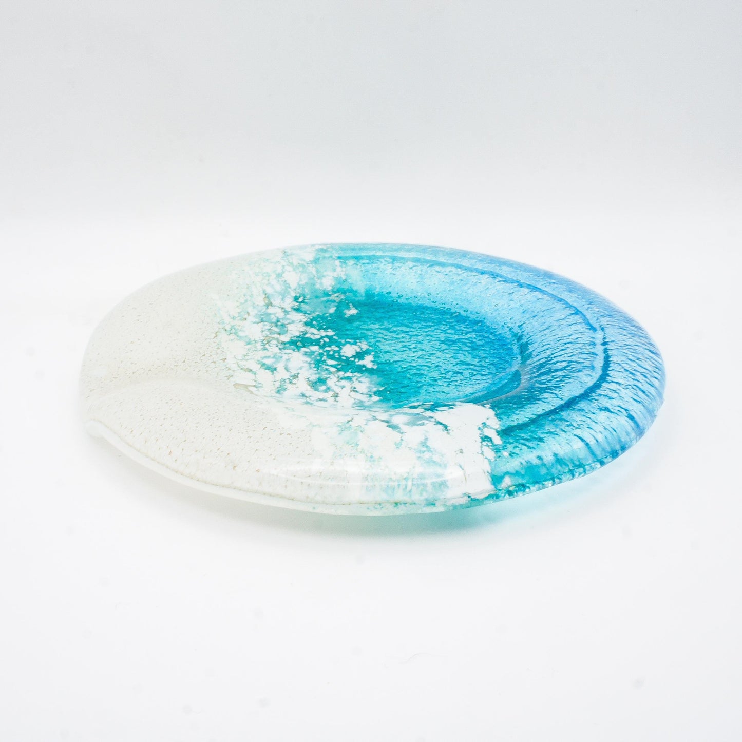 round beach fused glass teal spoon rest, kitchenware, kitchen décor, beach gift idea, housewarming gift, kitchen accessories, nautical gifts, new home gift, anniversary gift, beach home décor, unique gift