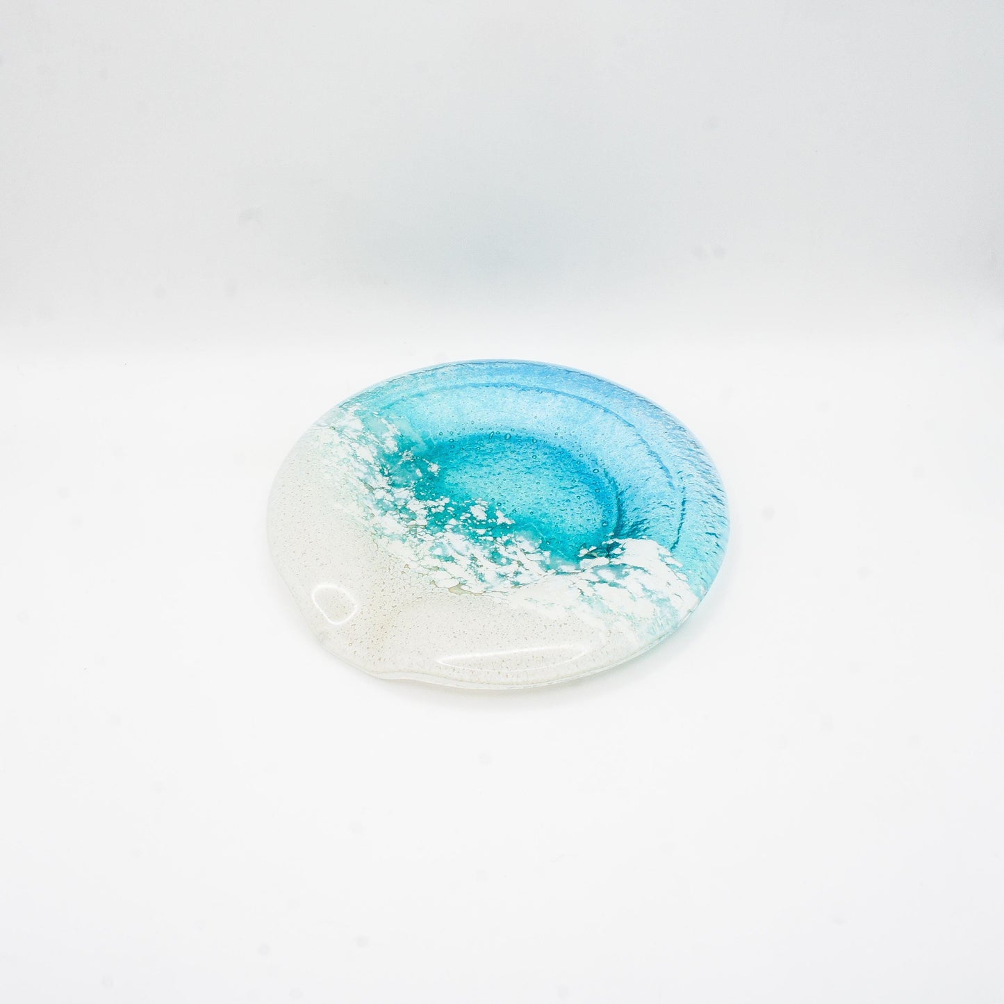 round beach fused glass teal spoon rest, kitchenware, kitchen décor, beach gift idea, housewarming gift, kitchen accessories, nautical gifts, new home gift, anniversary gift, beach home décor, unique gift