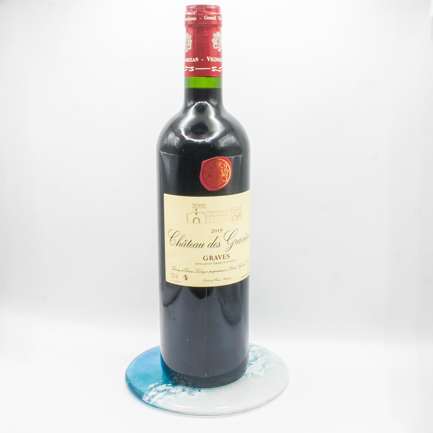 round beach fused glass teal wine bottle coaster, wine coaster, wine gift, kitchenware, kitchen décor, beach gift idea, housewarming gift, kitchen accessories, nautical gifts, new home gift, anniversary gift, beach home décor, unique gift