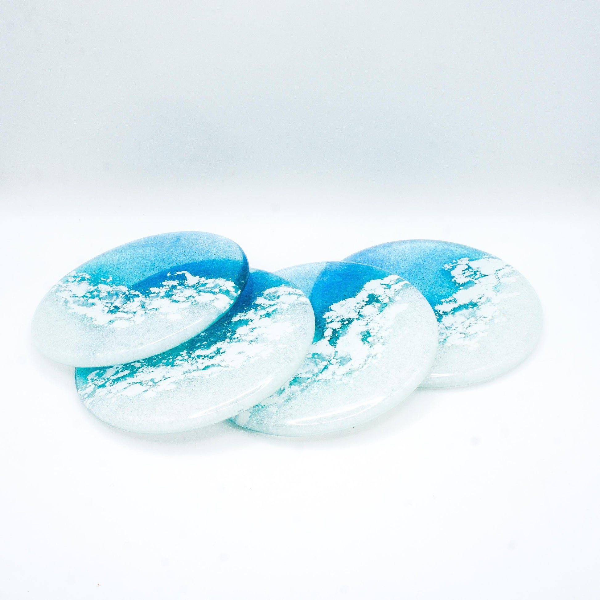 beach fused glass coaster
round coaster coastal
handmade coaster sailing
tile coaster teal
house warming gift
beach house decor
set of 2 coasters
gift for her
handmade glass
seaside gifts
sea glass art
coffee table decor
nautical decor