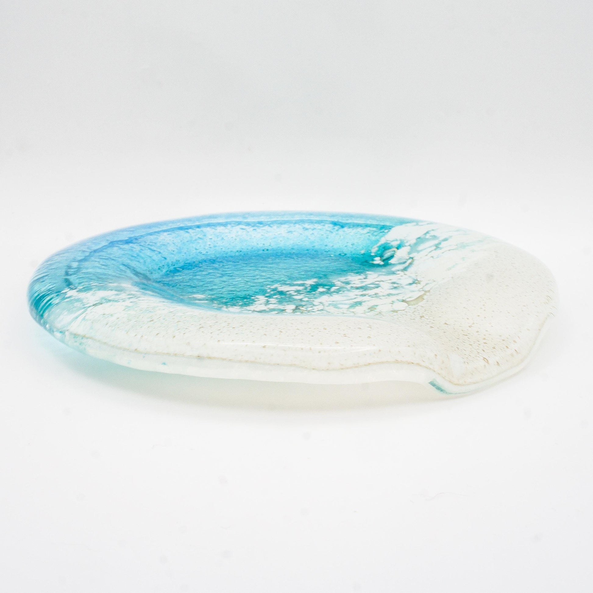 round beach fused glass teal spoon rest, kitchenware, kitchen décor, beach gift idea, housewarming gift, kitchen accessories, nautical gifts, new home gift, anniversary gift, beach home décor, unique gift