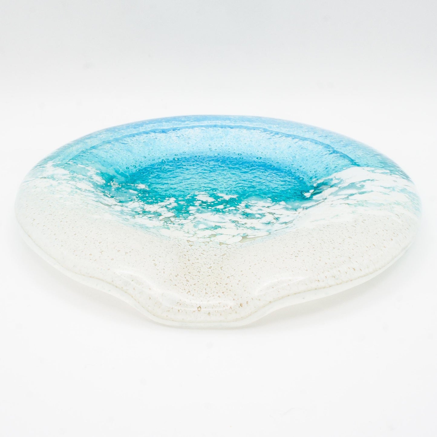 round beach fused glass teal spoon rest, kitchenware, kitchen décor, beach gift idea, housewarming gift, kitchen accessories, nautical gifts, new home gift, anniversary gift, beach home décor, unique gift