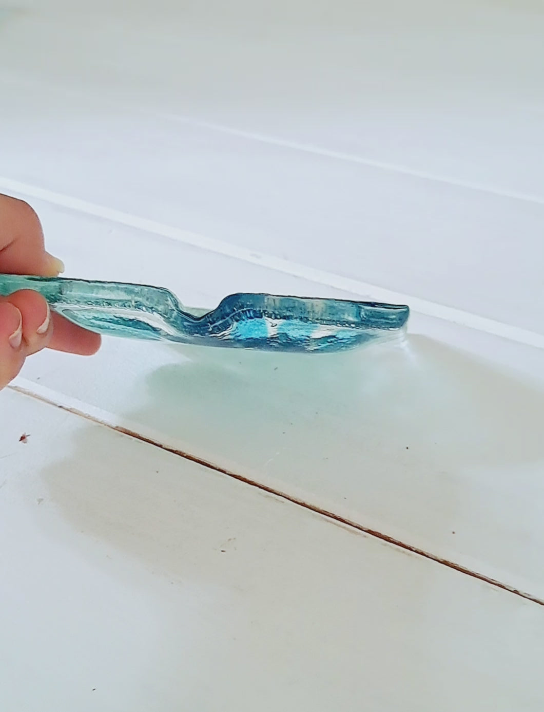 Blue and turquoise Ammonite Soap Glass Dish