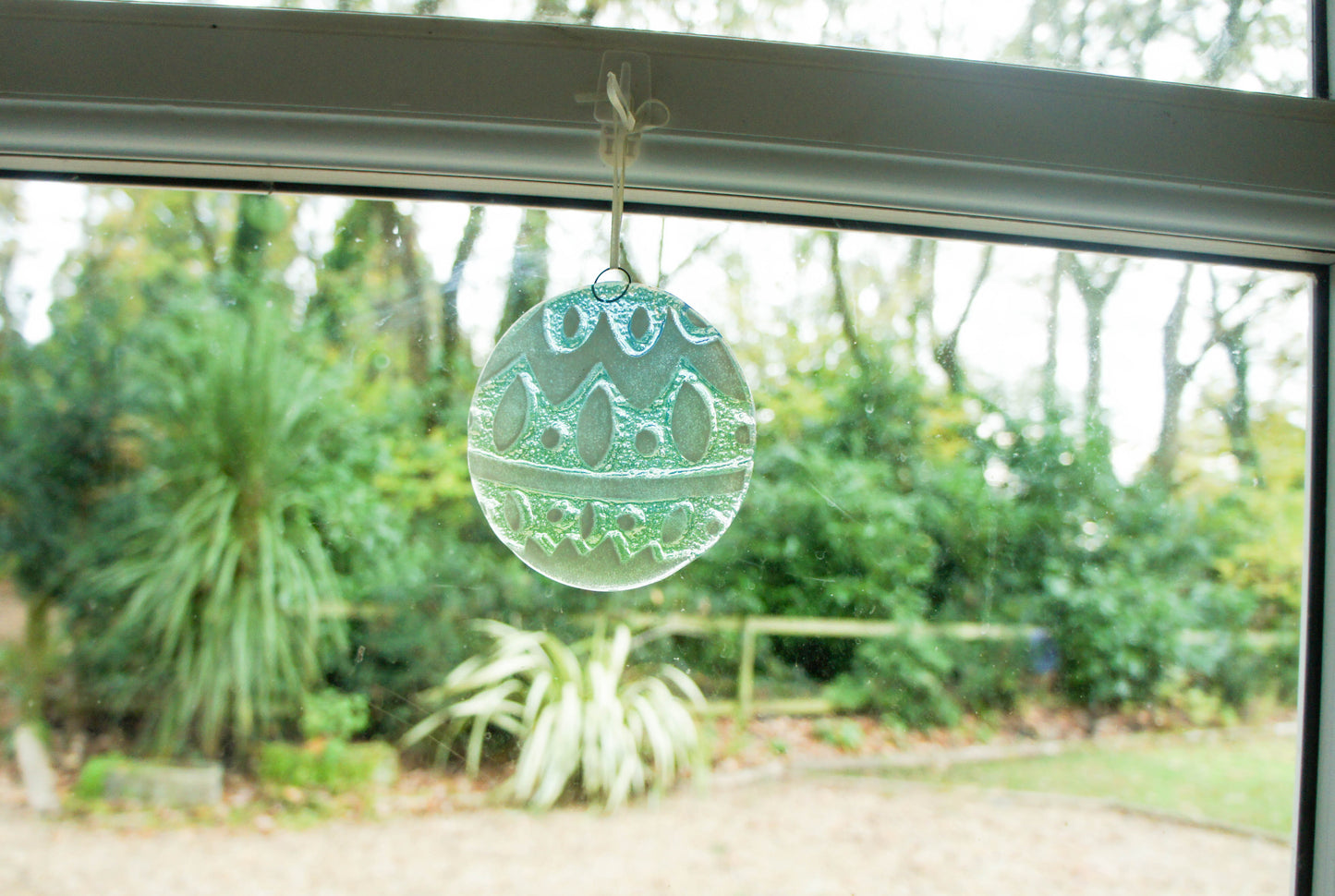 Norwegian Turquoise/Blue Glass Bauble - 12cm(5") - with an organza bag