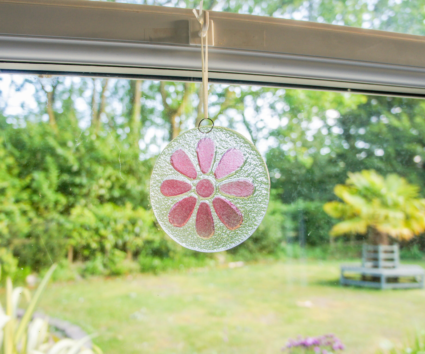 Cherry Daisy Glass Window Hanging Suncatcher - 12cm(5")