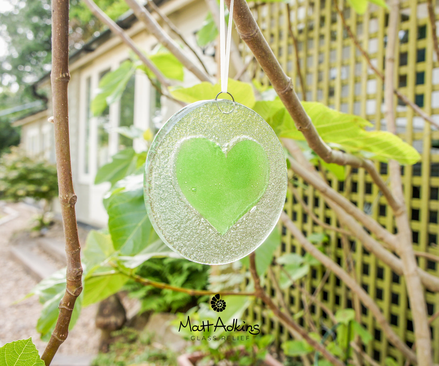 green heart suncatcher round hanging window