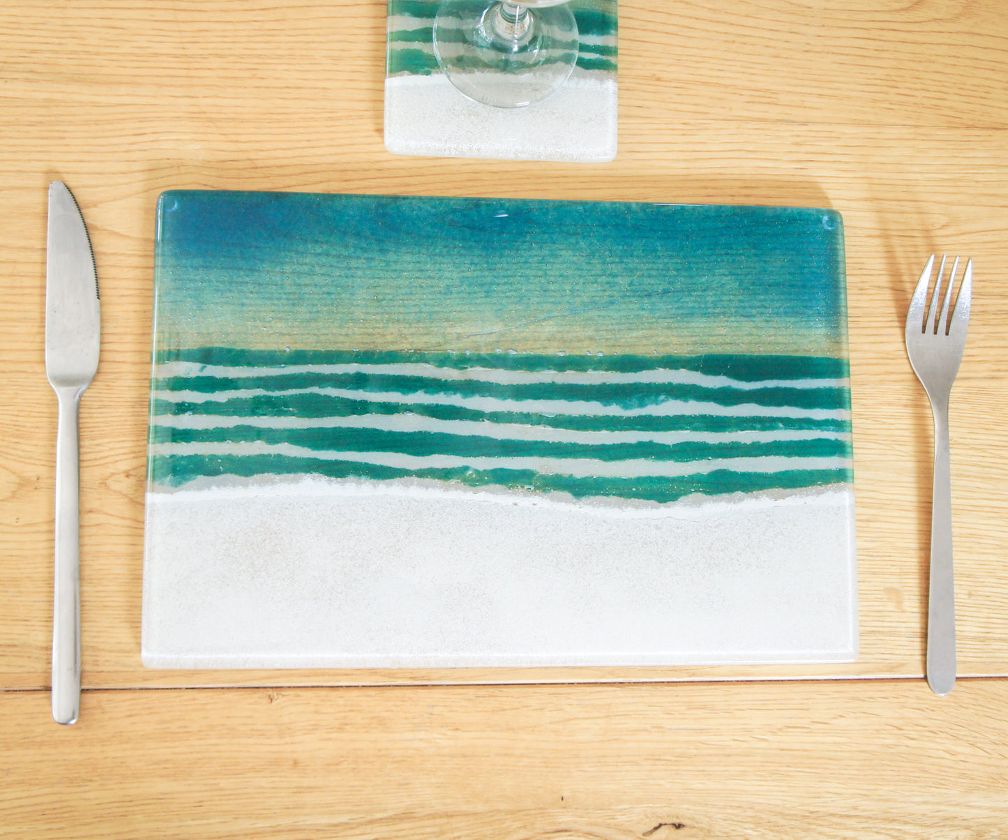 Set of 1 Beach Placemat 30x20cm(11 3/4 x 8 1/4") + 1 Beach Coaster 10cm(4")