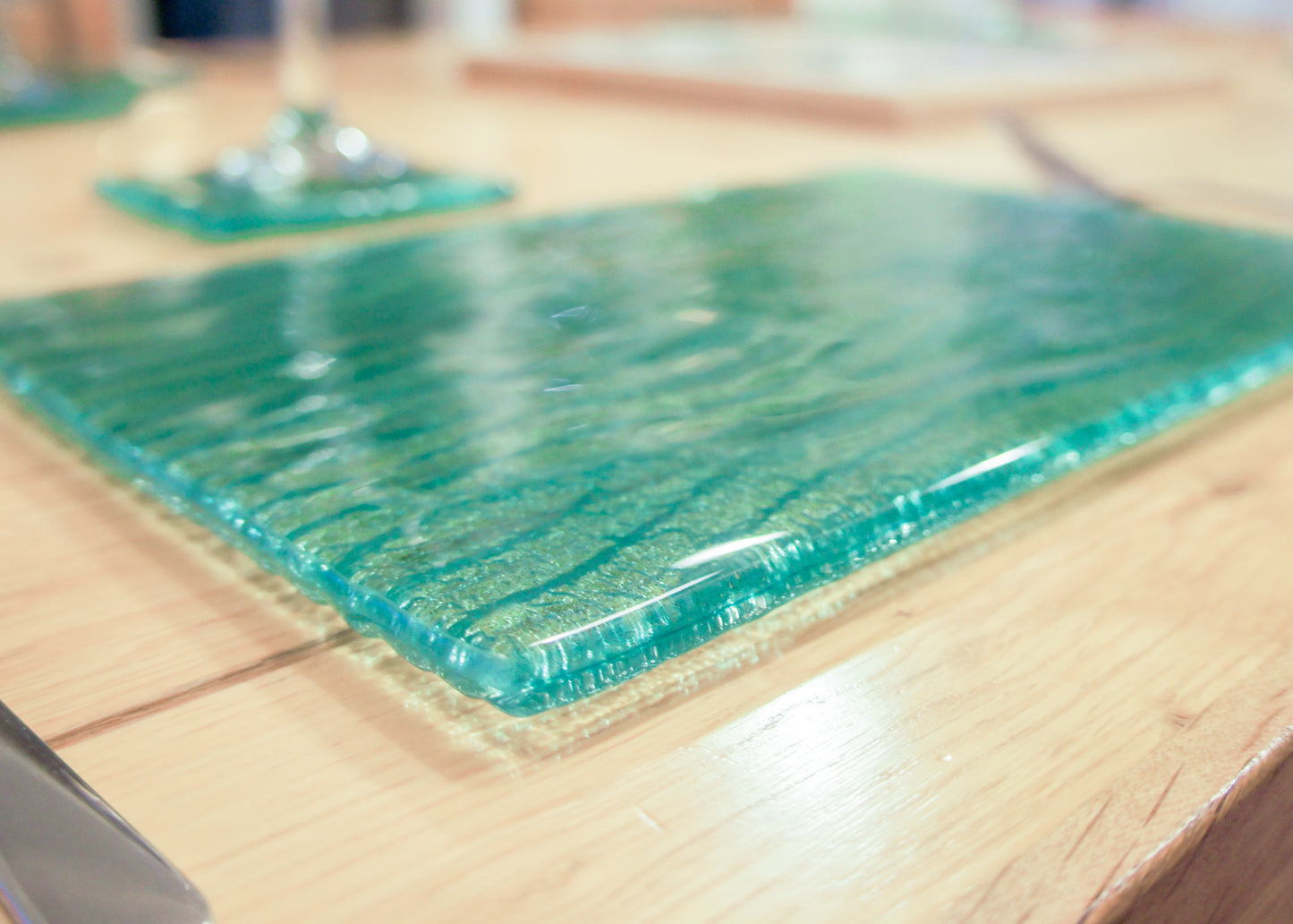 Placemat + Coaster - Seabed Turquoise Placemat 30x20cm(11 3/4 x 8 1/4") + matching coaster 10x10cm (4")