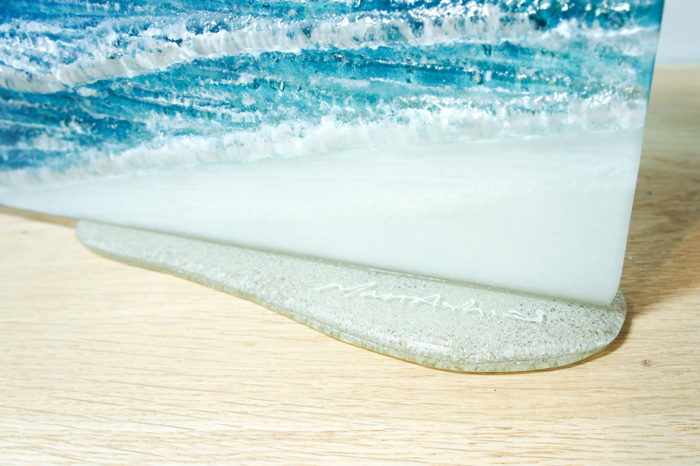 Wave Suncatcher fused glass art 40x20cm
