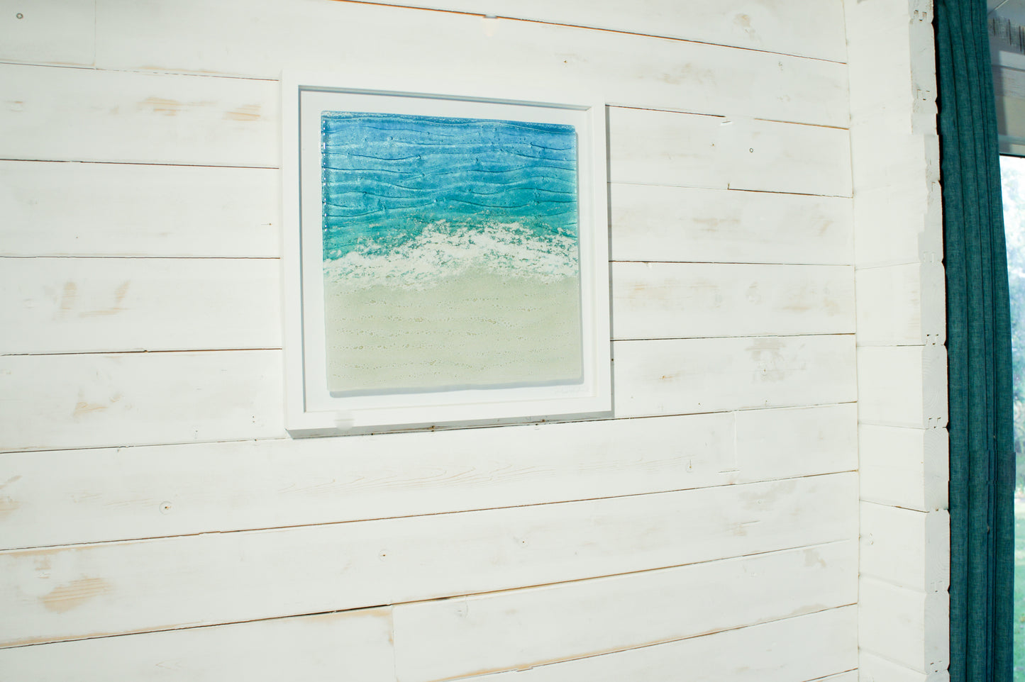 Paradise Large Square Sea Glass Beach Wall Art Frame 45x45cm