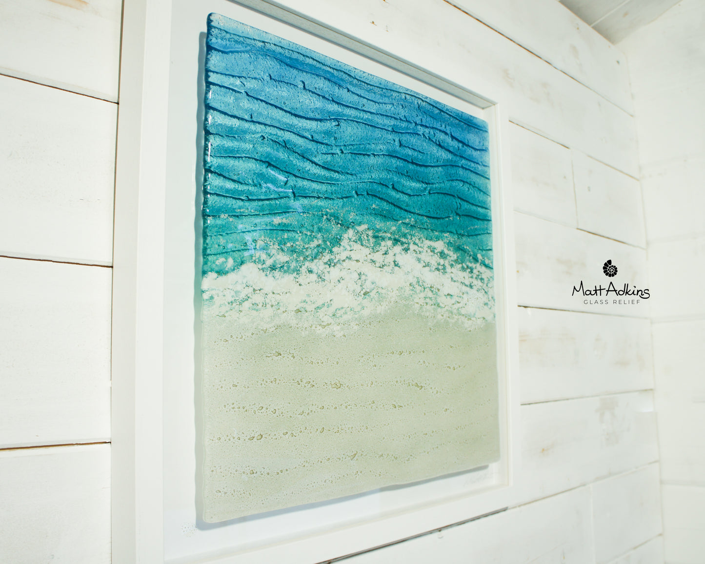 Paradise Large Square Sea Glass Beach Wall Art Frame 45x45cm