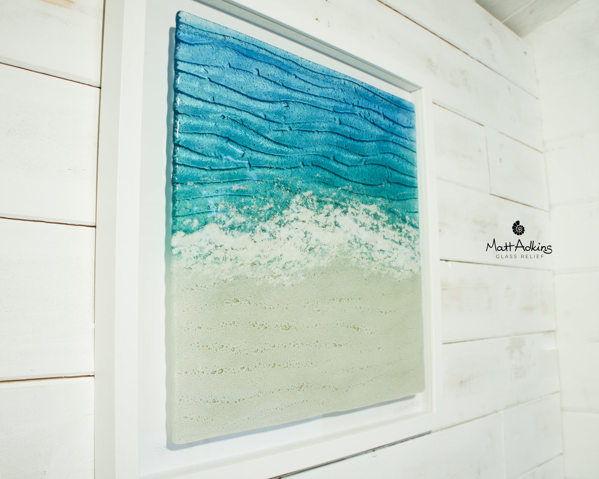 Paradise Large Square Sea Glass Beach Wall Art Frame 45x45cm