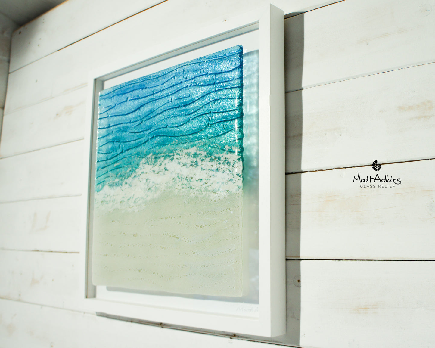 Paradise Large Square Sea Glass Beach Wall Art Frame 45x45cm