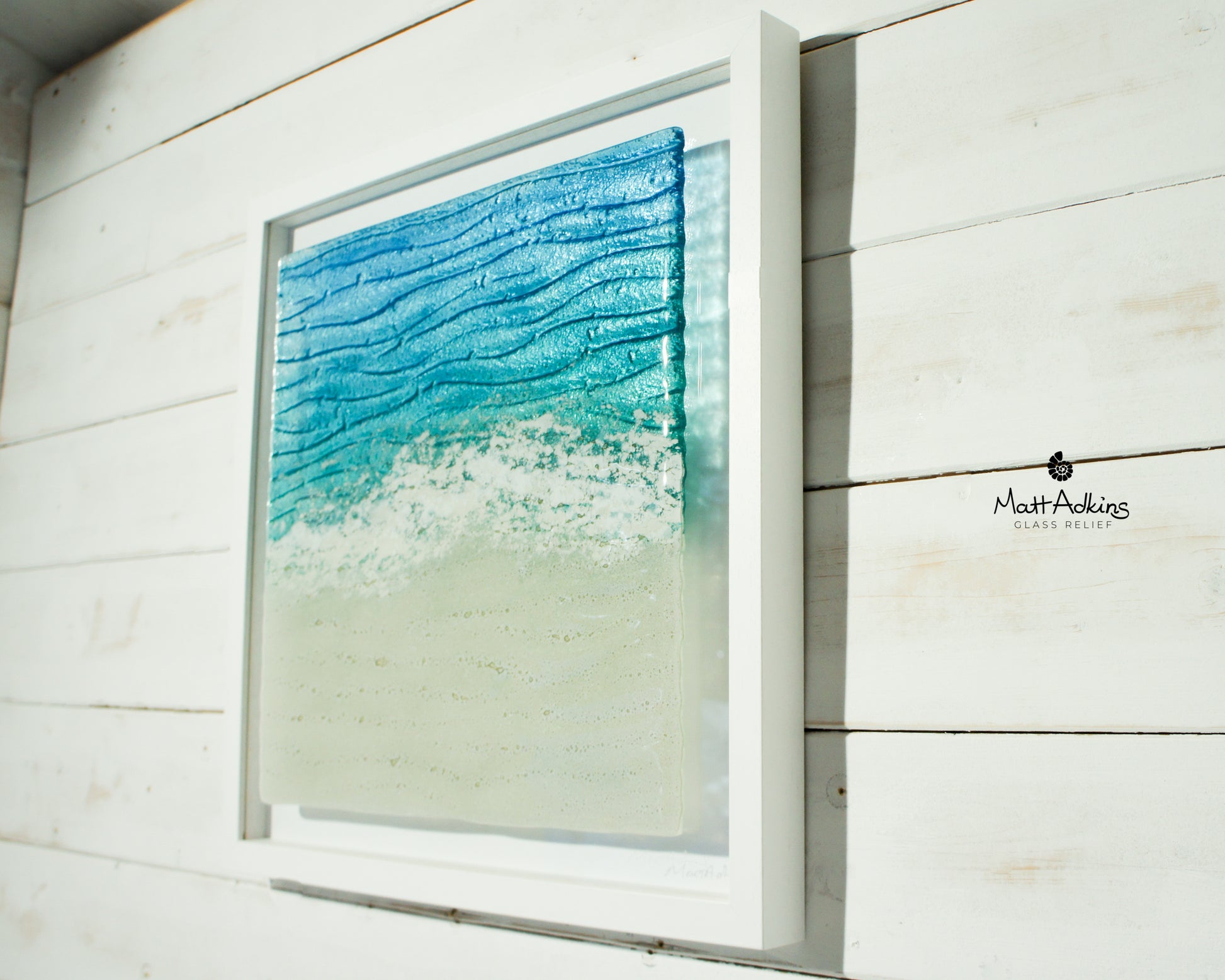 Paradise Large Square Sea Glass Beach Wall Art Frame 45x45cm