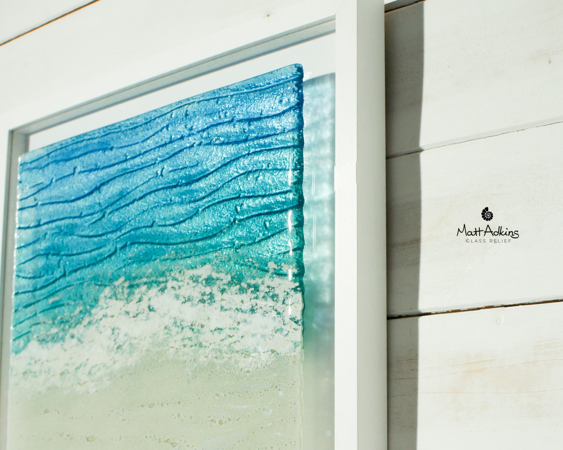 Paradise Large Square Sea Glass Beach Wall Art Frame 45x45cm