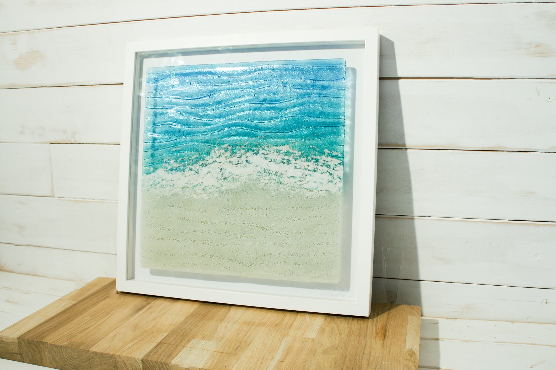 Paradise Large Square Sea Glass Beach Wall Art Frame 45x45cm