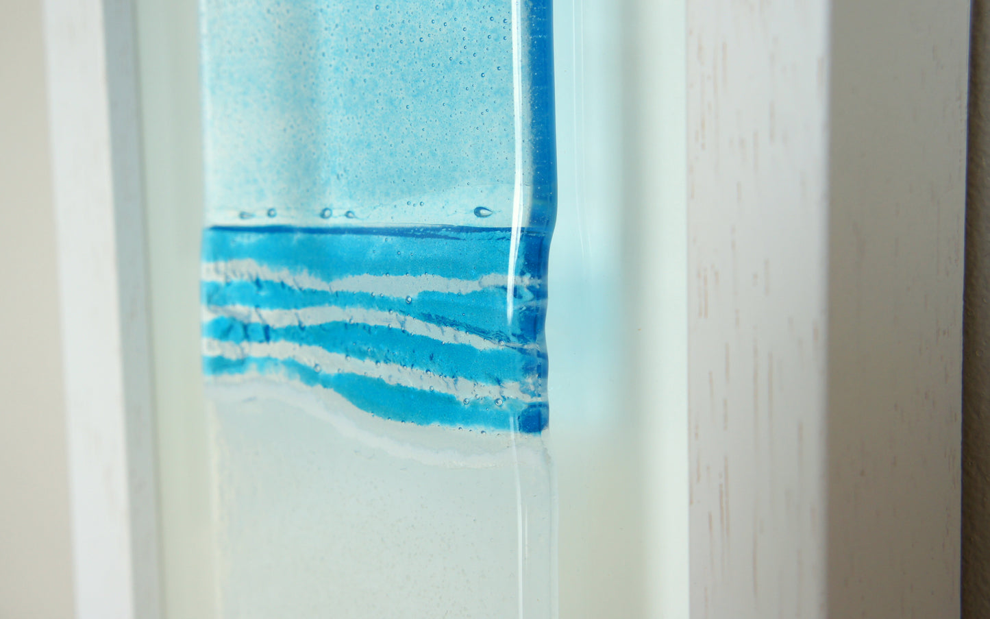Beach Frame Portrait Blue Fused Glass Wall Art - 34x18cm