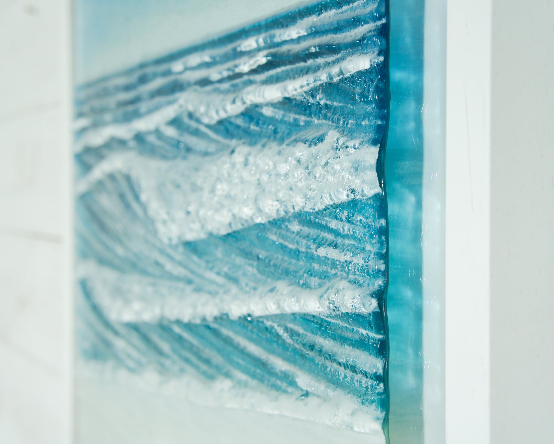 Fused Glass Wall Art Square Frame Wave - 45x45cm